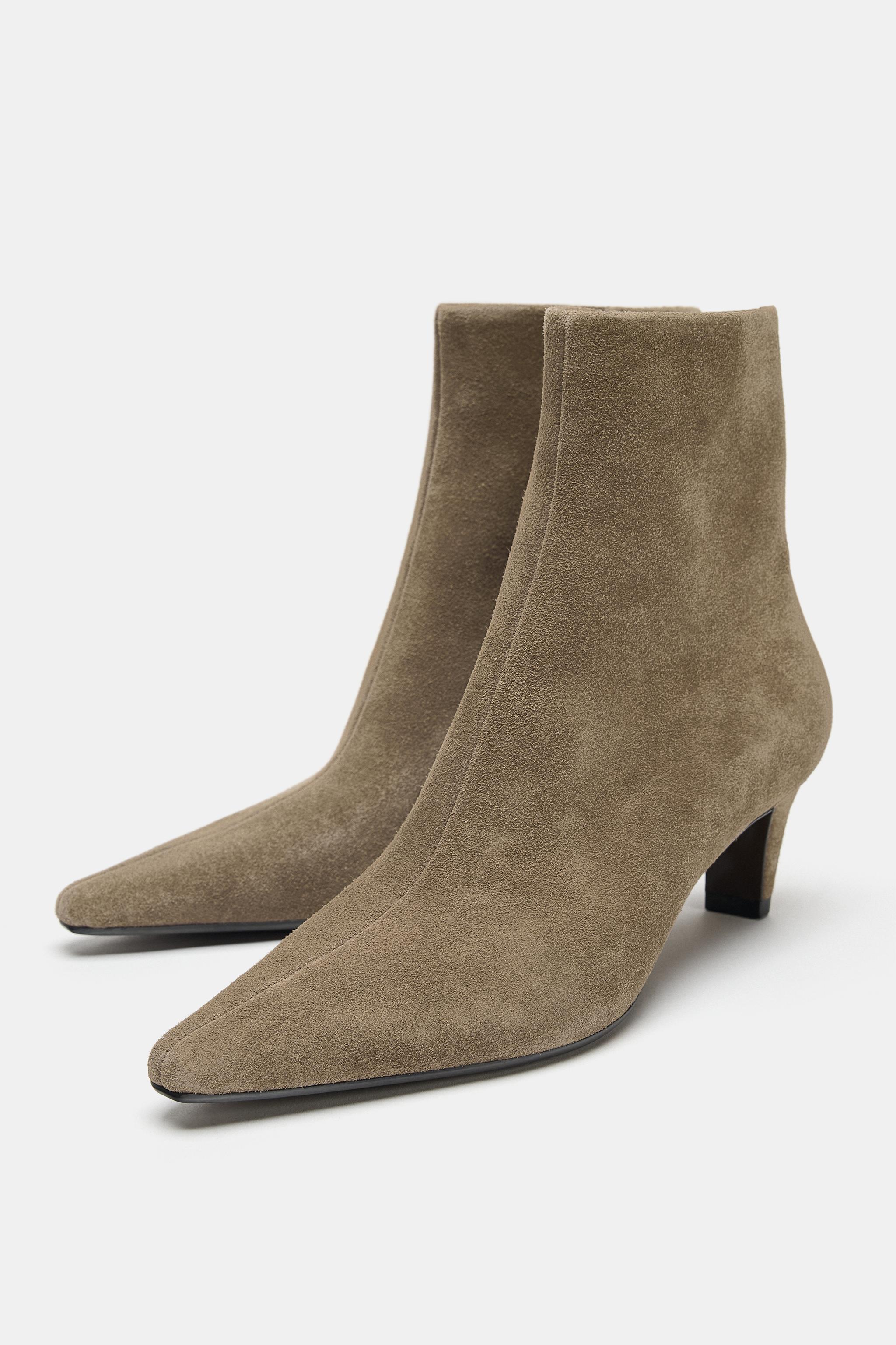 BOTTINES KITTEN EN CROÛTE DE CUIR